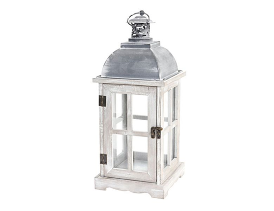 Подсвечник фонарь АНГЬЕН, дерево, белый, 41 см