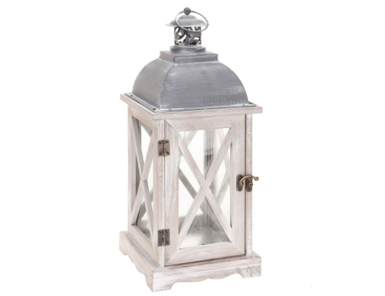 Подсвечник фонарь ТОНГЕРЕН, дерево, белый, 41 см