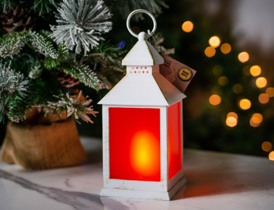 Декоративный фонарь ГУСТАВ, светлый, имитация живого пламени, 24х10 см, таймер, пластик, батарейки