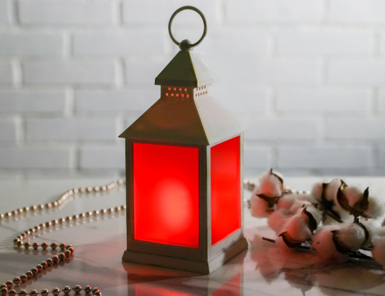 Декоративный фонарь ГУСТАВ, светлый, имитация живого пламени, 24х10 см, таймер, пластик, батарейки