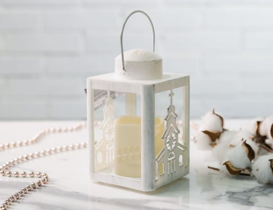 Декоративный фонарь с встроенной LED-свечой ЛАКСНЕСС, белый, 16х10 см, пластик, батарейки
