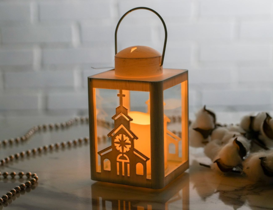 Декоративный фонарь с встроенной LED-свечой ЛАКСНЕСС, белый, 16х10 см, пластик, батарейки