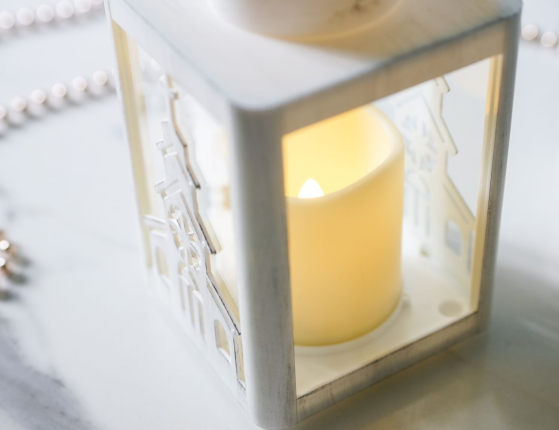 Декоративный фонарь с встроенной LED-свечой ЛАКСНЕСС, белый, 16х10 см, пластик, батарейки