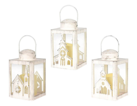 Декоративный фонарь с встроенной LED-свечой ЛАКСНЕСС, белый, 16х10 см, пластик, батарейки