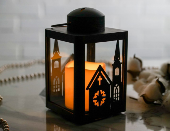 Декоративный фонарь с встроенной LED-свечой ЛАКСНЕСС, чёрный, 16х10 см, пластик, батарейки