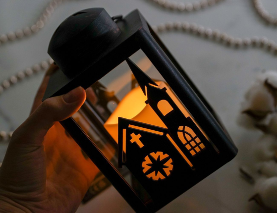 Декоративный фонарь с встроенной LED-свечой ЛАКСНЕСС, чёрный, 16х10 см, пластик, батарейки