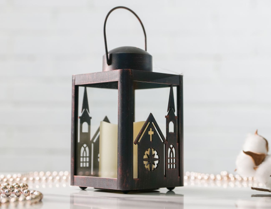 Декоративный фонарь с встроенной LED-свечой ЛАКСНЕСС, чёрный, 16х10 см, пластик, батарейки