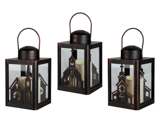 Декоративный фонарь с встроенной LED-свечой ЛАКСНЕСС, чёрный, 16х10 см, пластик, батарейки