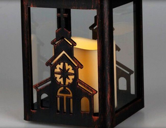 Декоративный фонарь с встроенной LED-свечой ЛАКСНЕСС, чёрный, 16х10 см, пластик, батарейки