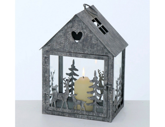Набор подсвечников-домиков СЕРДЦЕ ЛЕСА, металл, серый, 16-27 см, 2 шт.