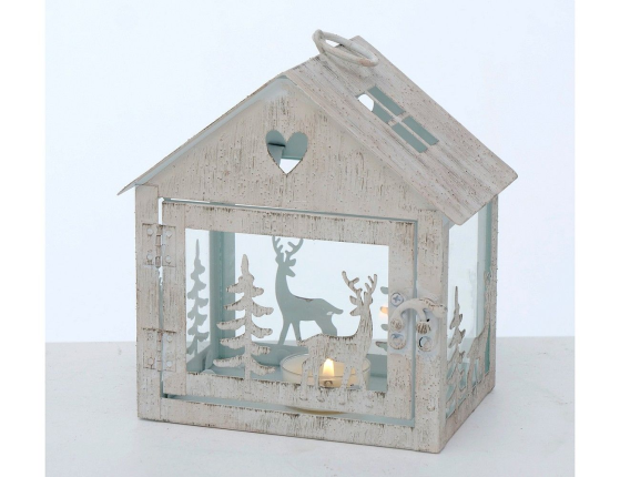 Набор подсвечников-домиков СЕРДЦЕ ЛЕСА, металл, белый, 16-27 см, 2 шт.