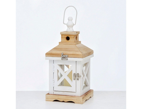 Подсвечник-фонарь БОРСАЛИНО малый, дерево, 33 см
