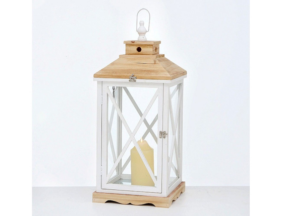 Подсвечник-фонарь БОРСАЛИНО большой, дерево, 69 см