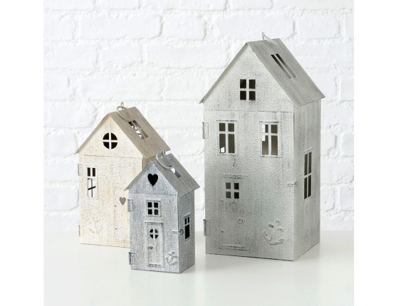 Набор подсвечников-домиков КОСТЬЕРО, металл, 16-32 см, 3 шт.