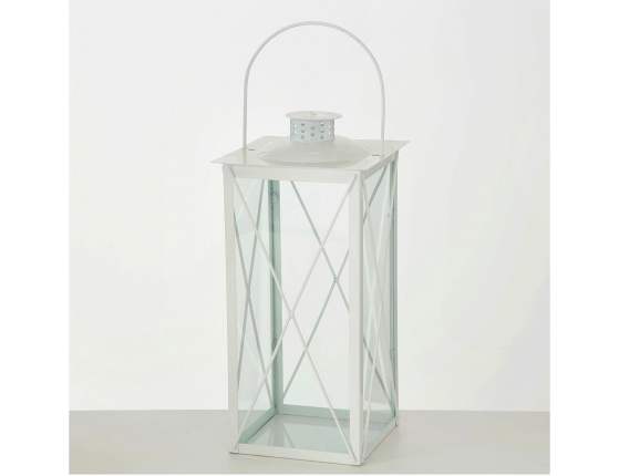 Подсвечник-фонарь МИРИНО БЬЯНКО, металл, белый, 36 см