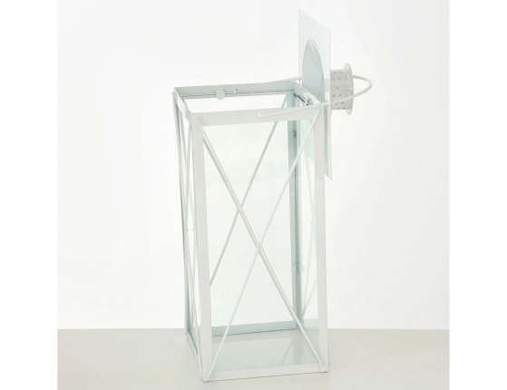 Подсвечник-фонарь МИРИНО БЬЯНКО, металл, белый, 36 см