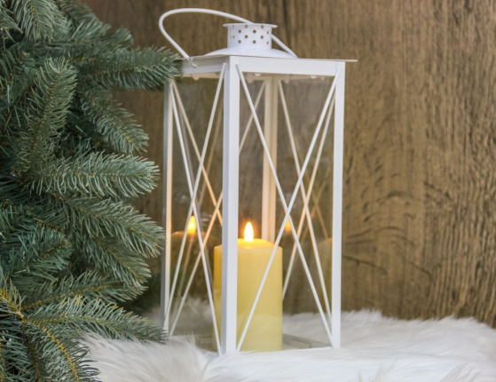 Подсвечник-фонарь МИРИНО БЬЯНКО, металл, белый, 36 см