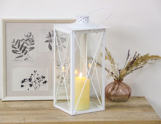 Подсвечник-фонарь МИРИНО БЬЯНКО, металл, белый, 36 см