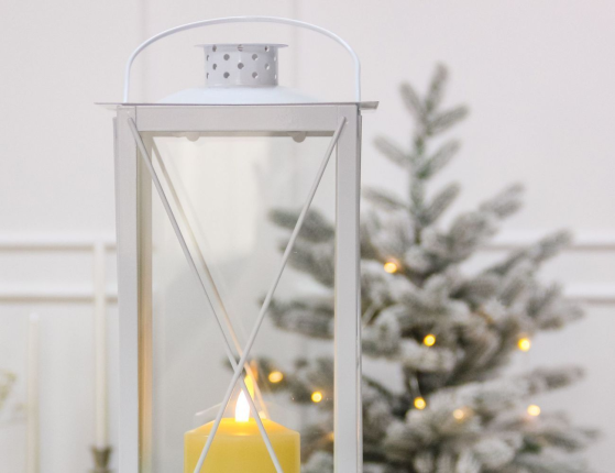 Подсвечник-фонарь МИРИНО БЬЯНКО, металл, белый, 36 см