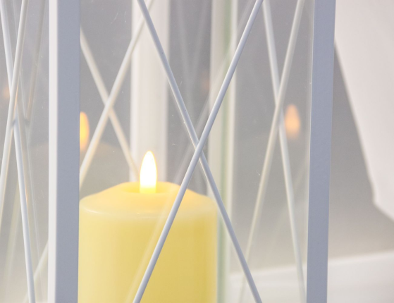 Подсвечник-фонарь МИРИНО БЬЯНКО, металл, белый, 36 см