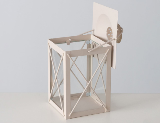 Декоративный подсвечник-фонарь МИРИНО КРЕМА малый, металл, стекло, 21 см