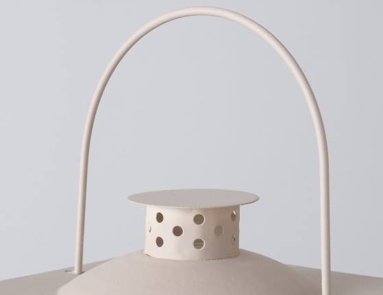 Декоративный подсвечник-фонарь МИРИНО КРЕМА малый, металл, стекло, 21 см