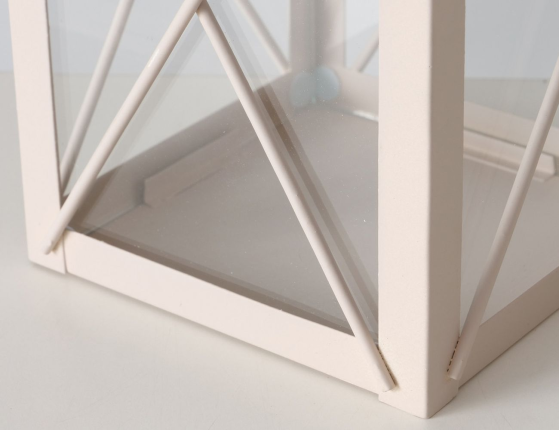 Декоративный подсвечник-фонарь МИРИНО КРЕМА малый, металл, стекло, 21 см