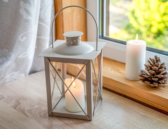 Декоративный подсвечник-фонарь МИРИНО КРЕМА малый, металл, стекло, 21 см