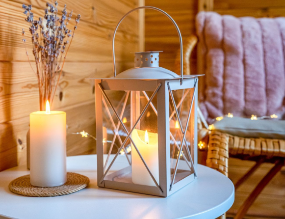 Декоративный подсвечник-фонарь МИРИНО КРЕМА малый, металл, стекло, 21 см