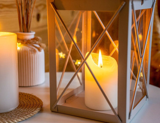 Декоративный подсвечник-фонарь МИРИНО КРЕМА малый, металл, стекло, 21 см