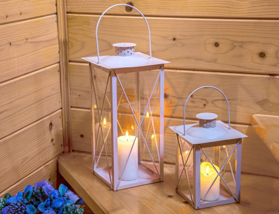 Декоративный подсвечник-фонарь МИРИНО КРЕМА малый, металл, стекло, 21 см