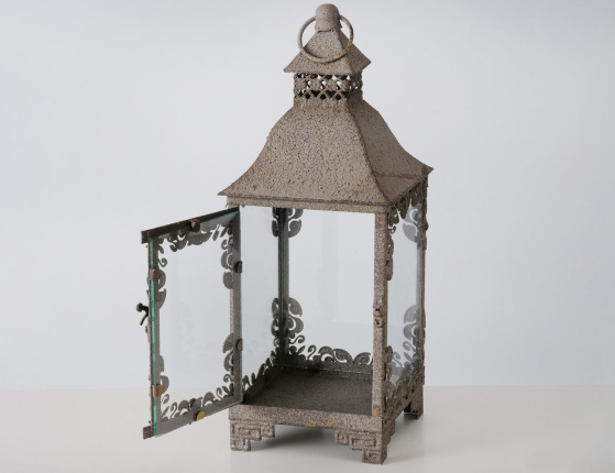 Набор металлических подсвечников-фонарей ПОМПЕИ, металл, стекло, 40-58 см, 2 шт.