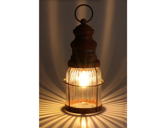 Светильник-фонарь ДАЧНЫЙ УЮТ, металл, стекло, тёплый белый LED-огонь, 29 см
