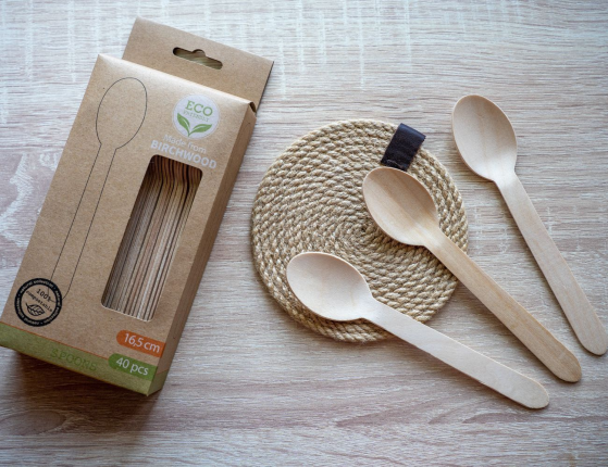 Набор одноразовых ложек БИРЧВУД, дерево, 17 см, 40 шт.
