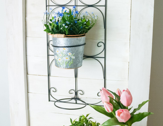 Настенная подставка для цветов ПАРЭТ, металл, чёрная, 70х29 см