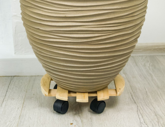 Подставка для цветов ПИНО ТОНДО, на колёсиках, дерево, 28 см