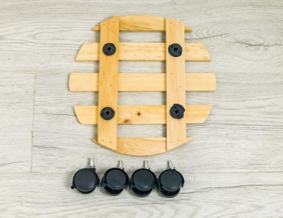 Подставка для цветов ПИНО ТОНДО, на колёсиках, дерево, 28 см