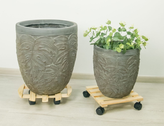 Подставка для цветов ПИНО КВАДРО, на колёсиках, дерево, 28 см