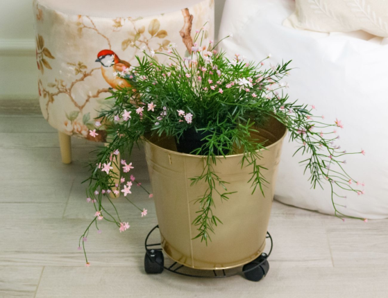 Подставка для цветов СЕРКО на колёсиках, металл, 25 см