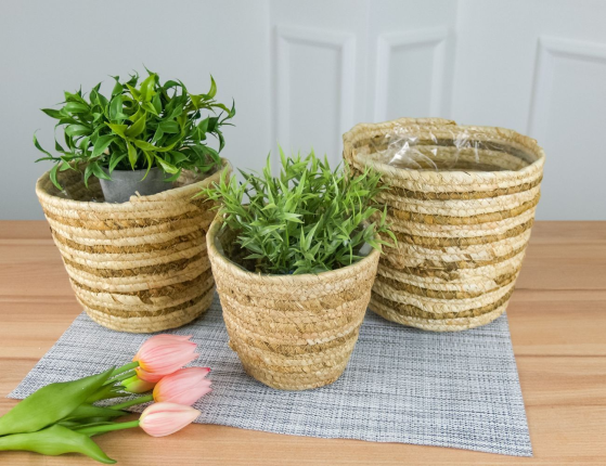 Набор декоративных кашпо ДИМАИ, 14-18 см, 3 шт.