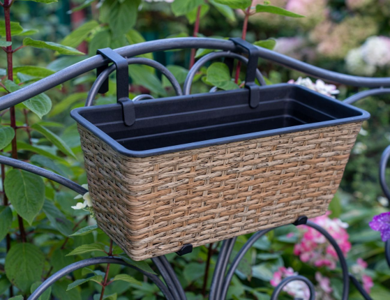 Подвесное кашпо для балкона АГГЕРБИ, ива-ротанг, бежевый, 39х18 см