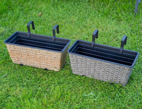 Подвесное кашпо для балкона АГГЕРБИ, ива-ротанг, бежевый, 39х18 см