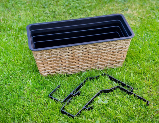 Подвесное кашпо для балкона АГГЕРБИ, ива-ротанг, бежевый, 39х18 см