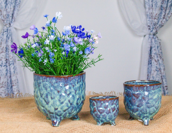 Набор керамических кашпо МОРСКАЯ СЮИТА, 7-14 см, 3 шт.