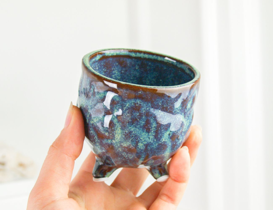 Набор керамических кашпо МОРСКАЯ СЮИТА, 7-14 см, 3 шт.