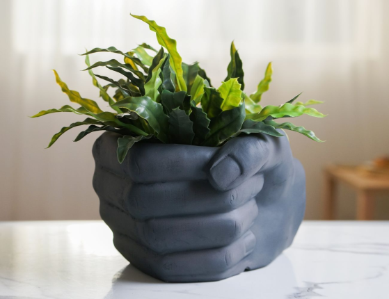 Декоративное кашпо НАДЁЖНАЯ РУКА, керамика, серое, 32 см