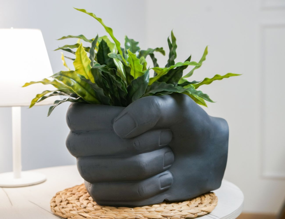 Декоративное кашпо НАДЁЖНАЯ РУКА, керамика, серое, 32 см