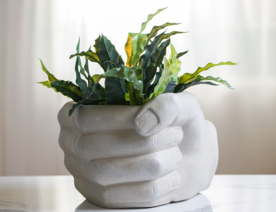 Декоративное кашпо НАДЁЖНАЯ РУКА, керамика, бежевое, 32 см