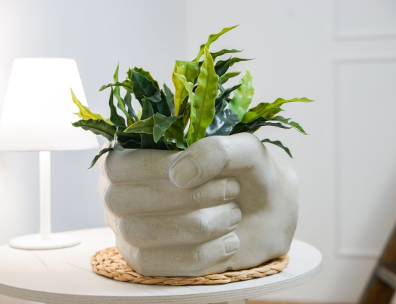 Декоративное кашпо НАДЁЖНАЯ РУКА, керамика, бежевое, 32 см