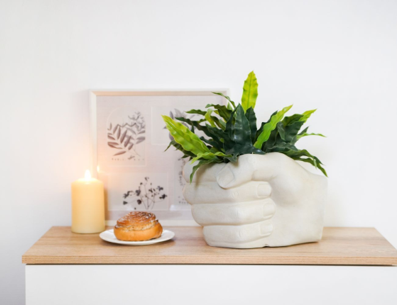 Декоративное кашпо НАДЁЖНАЯ РУКА, керамика, бежевое, 32 см